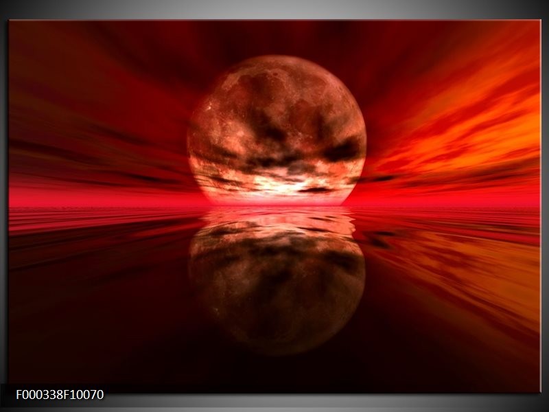 Glas schilderij Zonsondergang | Rood, Oranje, Zwart