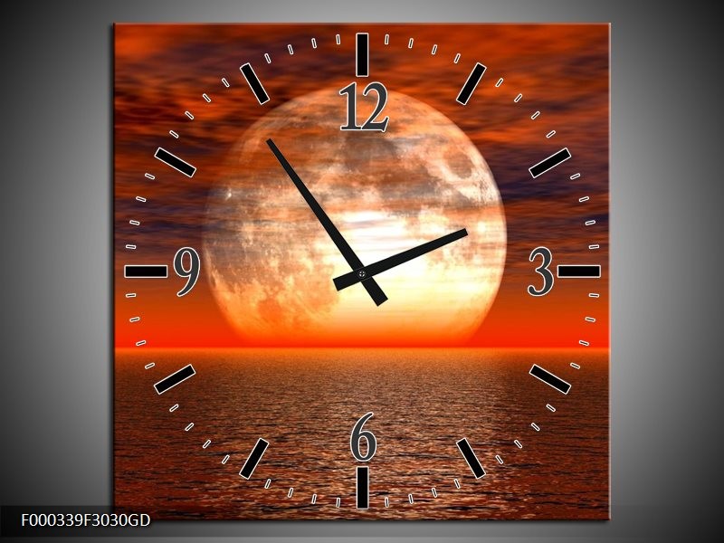Wandklok op Glas Zonsondergang | Kleur: Rood, Geel, Wit | F000339CGD