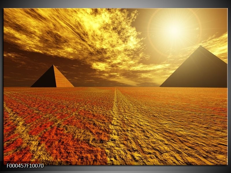 Foto canvas schilderij Piramide | Geel, Bruin, Wit