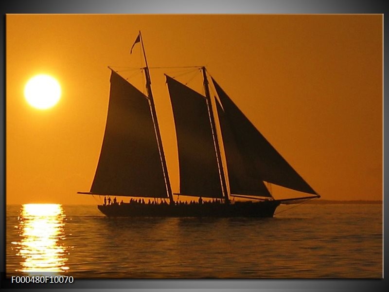 Foto canvas schilderij Boot | Geel, Bruin, Oranje