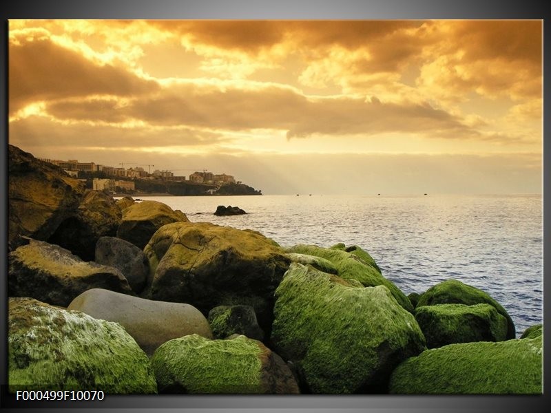 Foto canvas schilderij Zee | Groen, Geel, Blauw