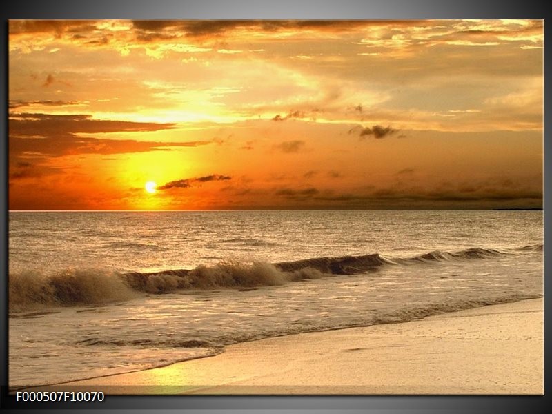 Foto canvas schilderij Zee | Geel, Grijs, Oranje