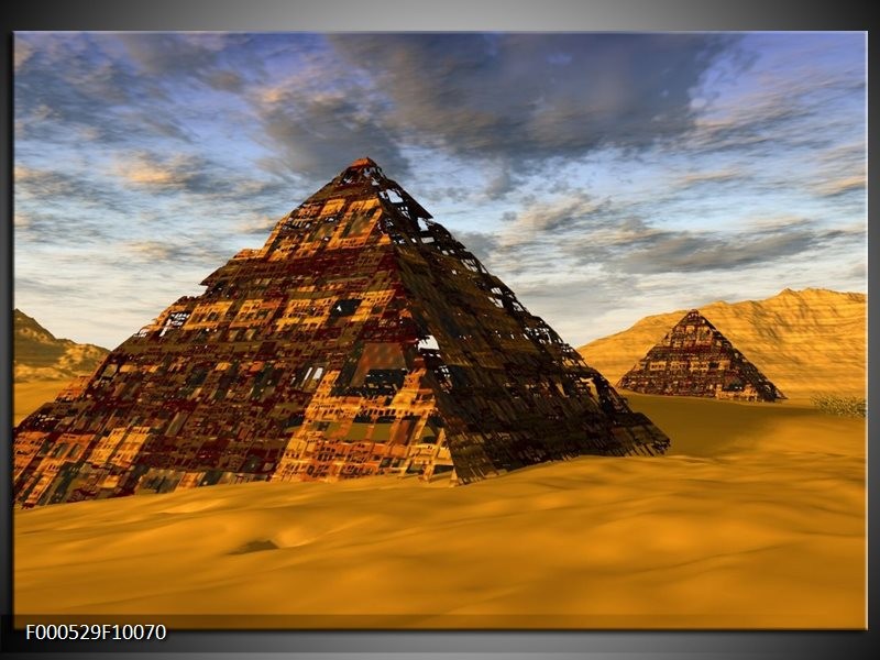 Foto canvas schilderij Piramide | Geel, Zwart, Blauw