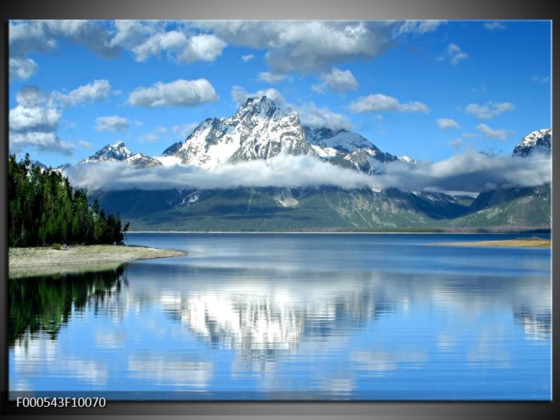 Foto canvas schilderij Bergen | Wit, Blauw, Grijs