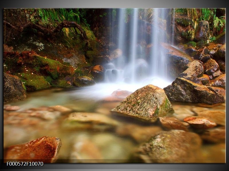 Foto canvas schilderij Waterval | Wit, Grijs, Bruin