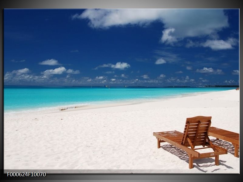 Foto canvas schilderij Strand | Wit, Blauw, Bruin