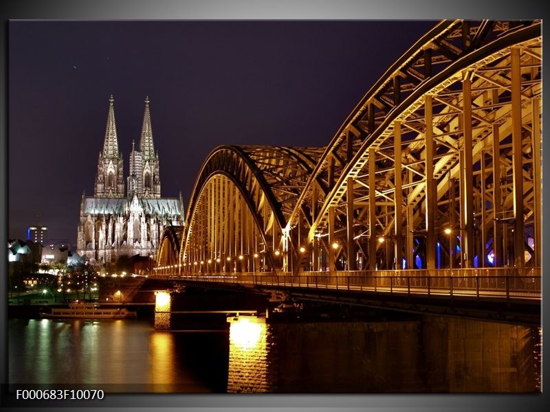 Foto canvas schilderij Bruggen | Goud, Geel, Zwart