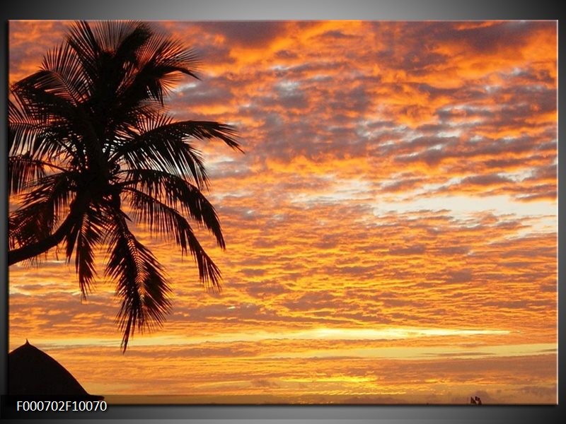 Foto canvas schilderij Zonsondergang | Geel, Zwart, Oranje