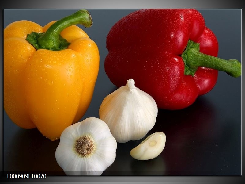 Foto canvas schilderij Paprika | Geel, Rood, Wit