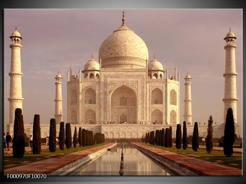 Foto canvas schilderij Taj Mahal | Wit, Zwart, Creme