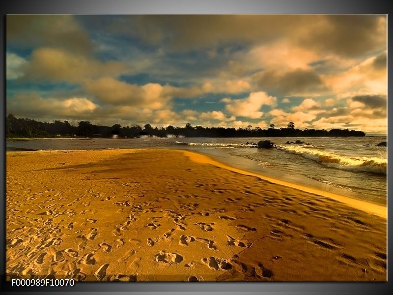 Foto canvas schilderij Strand | Geel, Bruin, Blauw