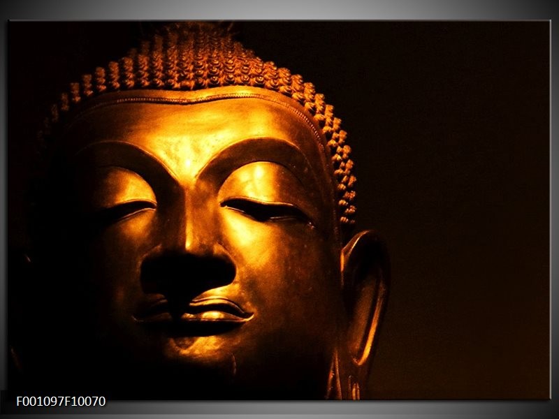 Glas schilderij Boeddha | Goud, Zwart