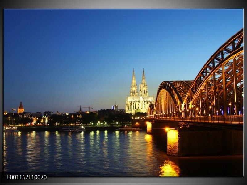 Foto canvas schilderij Brug | Bruin, Blauw, Bruin