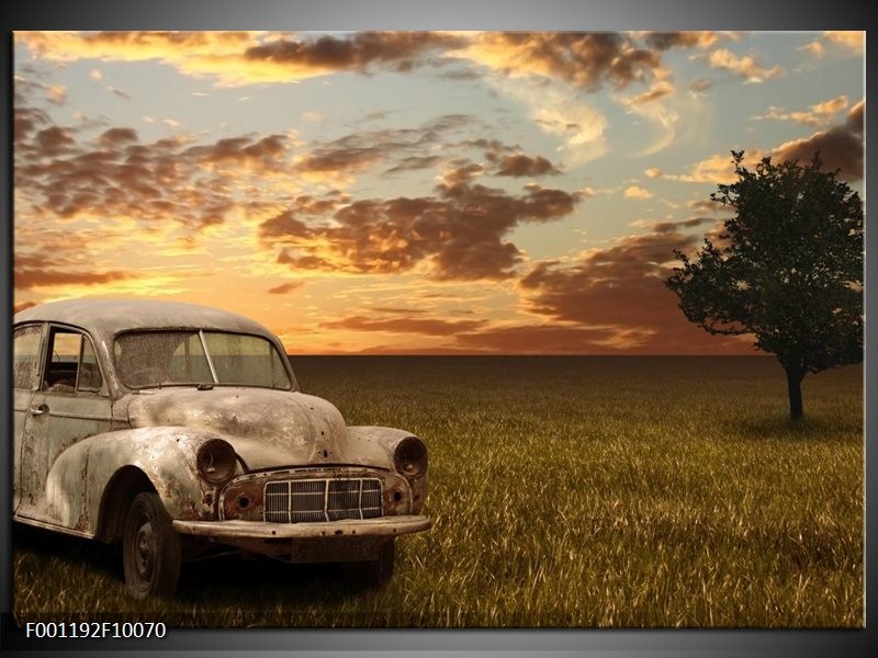 Glas schilderij Auto | Grijs, Geel