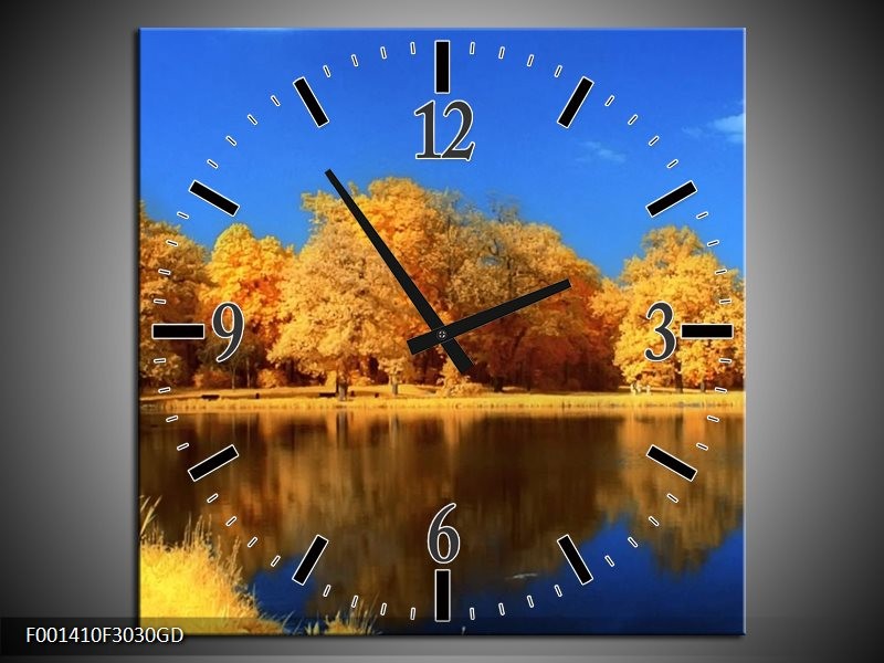 Wandklok op Glas Natuur | Kleur: Blauw, Bruin, Oranje | F001410CGD