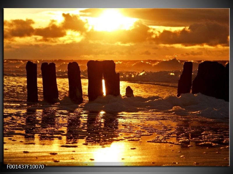 Foto canvas schilderij Zee | Bruin, Geel, Zwart