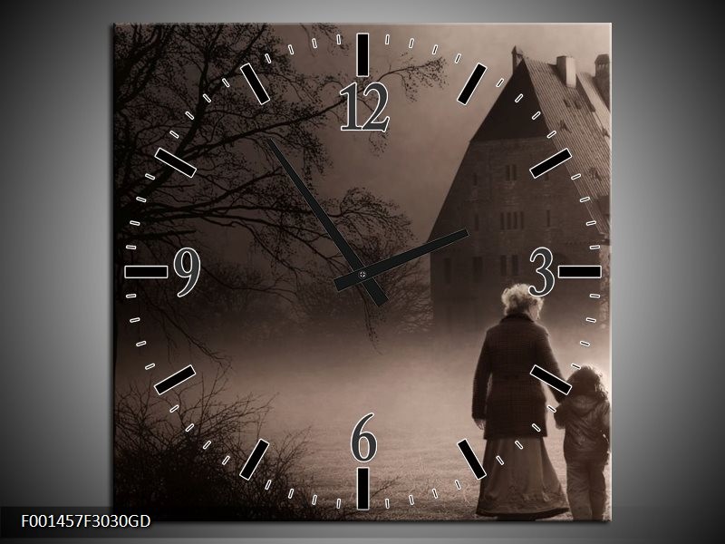 Wandklok op Glas Natuur | Kleur: Grijs, Wit | F001457CGD