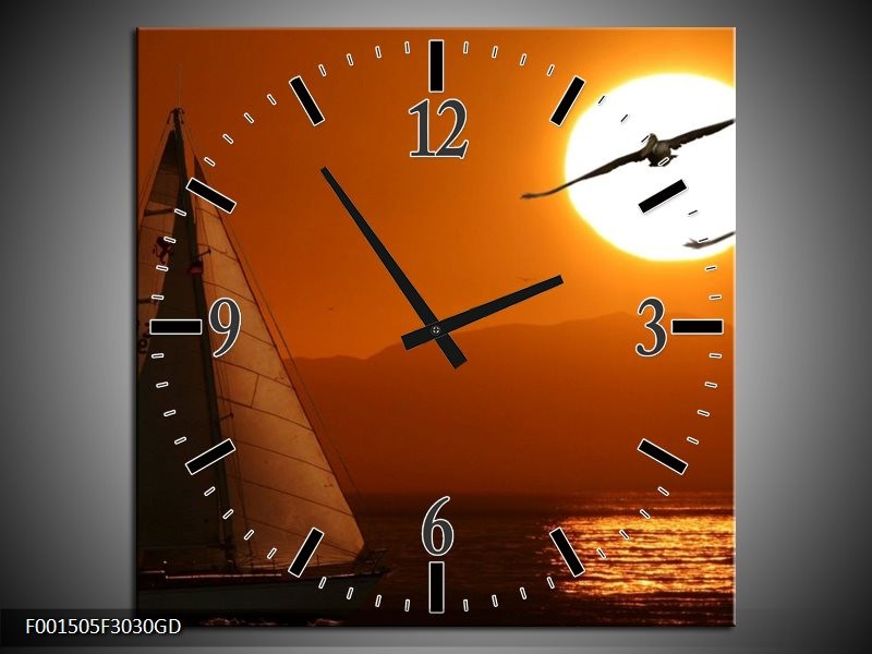 Wandklok op Glas Natuur | Kleur: Oranje, Geel, Zwart | F001505CGD