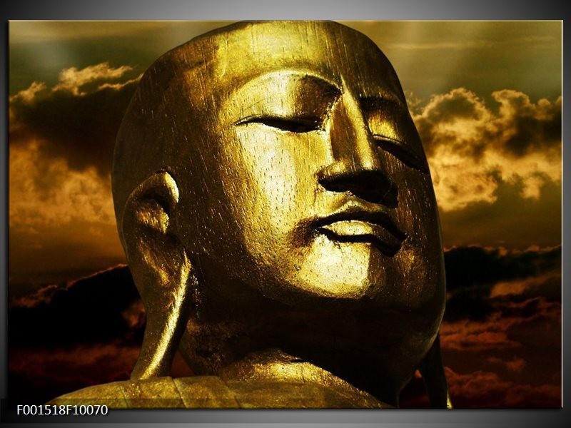 Foto canvas schilderij Boeddha | Goud, Grijs, Zwart
