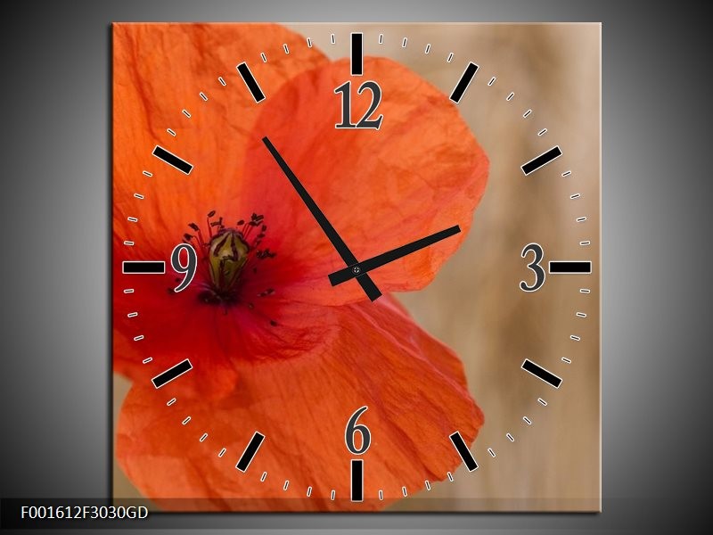 Wandklok op Glas Bloem | Kleur: Geel, Blauw, Bruin | F001612CGD