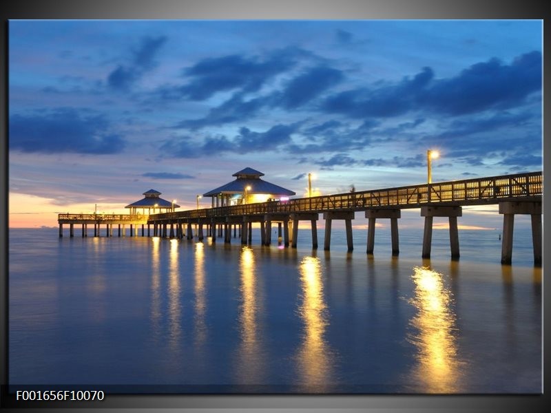 Foto canvas schilderij Brug | Blauw, Wit, Grijs