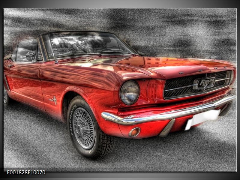 Glas schilderij Mustang | Rood, Zwart