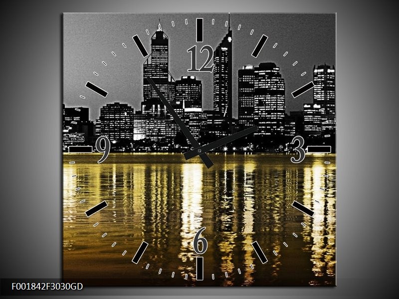 Wandklok op Glas New York | Kleur: Zwart, Wit, Geel | F001842CGD