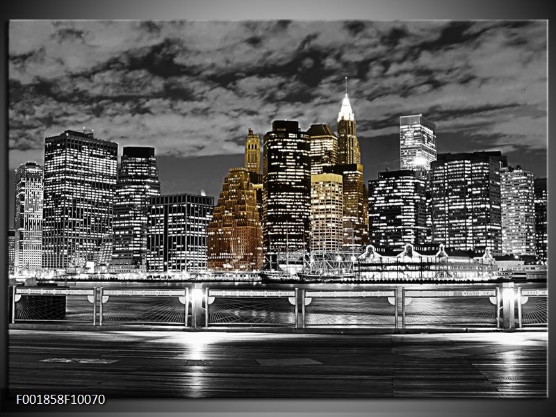 Foto canvas schilderij New York | Zwart, Wit, Geel