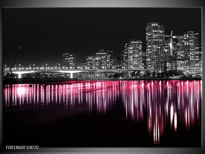 Foto canvas schilderij New York | Zwart, Wit, Roze