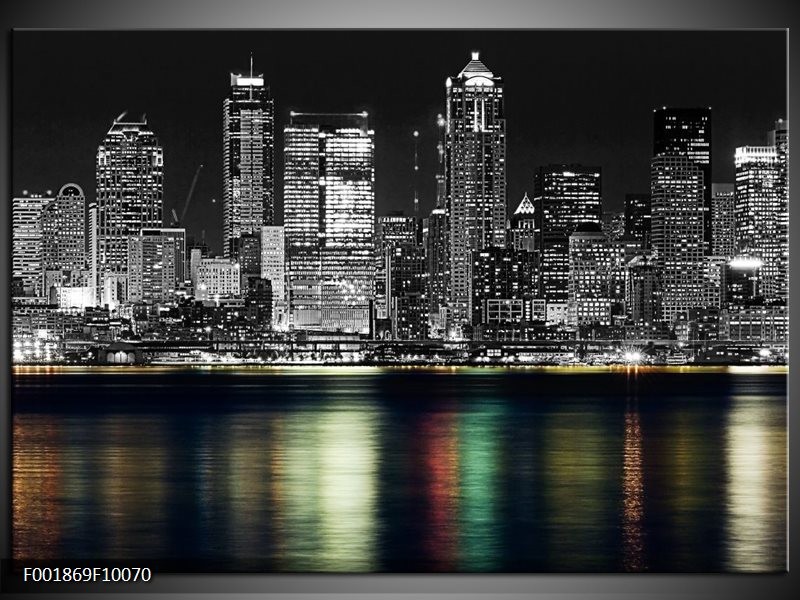 Foto canvas schilderij New York | Zwart, Wit, Geel