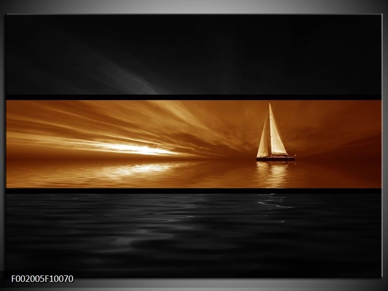 Glas schilderij Boot | Sepia, Bruin