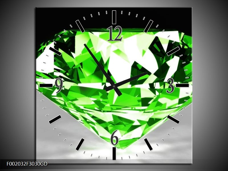 Wandklok op Glas Steen | Kleur: Groen, Grijs, Wit | F002032CGD