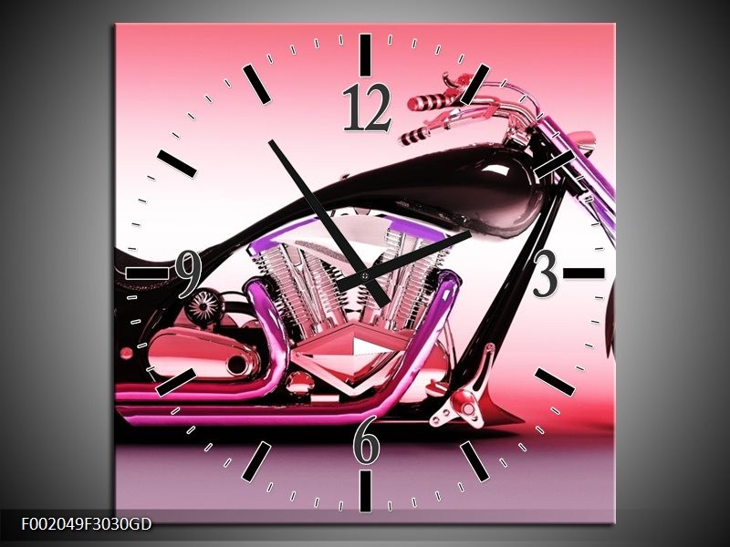Wandklok op Glas Motor | Kleur: Paars, Roze, Zwart | F002049CGD
