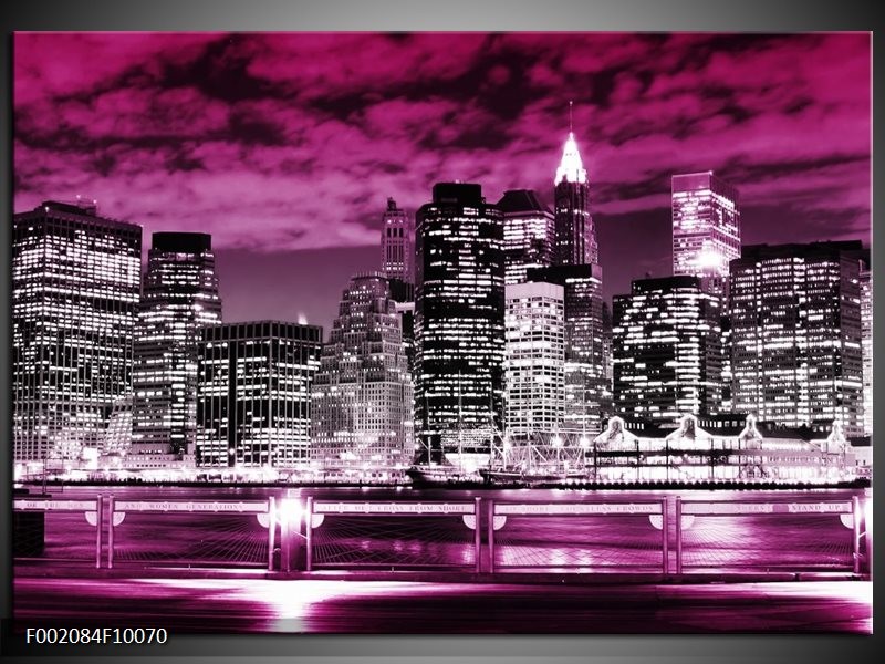 Glas schilderij Gebouw | Paars, Zwart, Wit