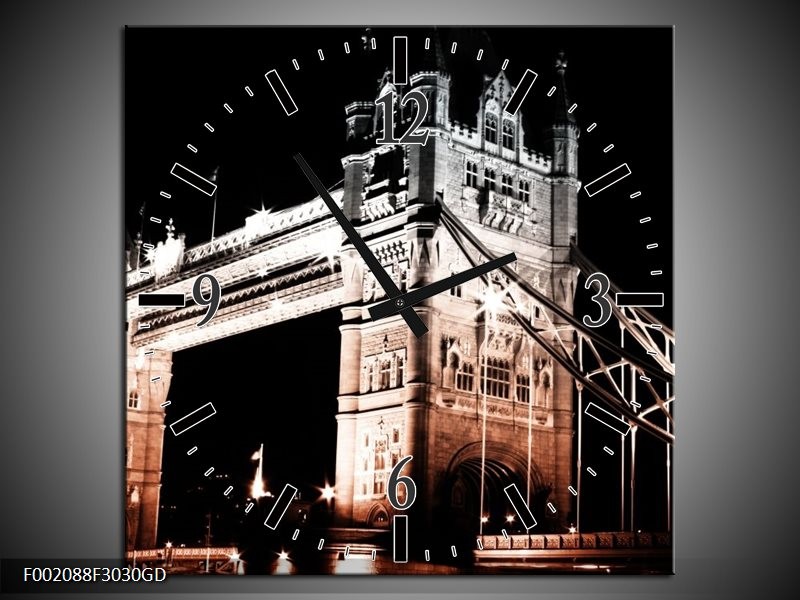 Wandklok op Glas London | Kleur: Bruin, Zwart, Wit | F002088CGD