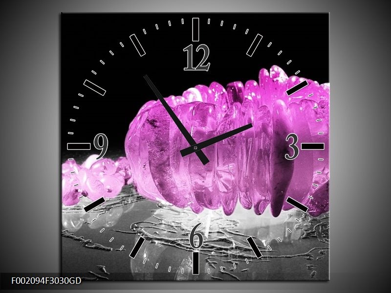 Wandklok op Glas Macro | Kleur: Zwart, Grijs, Paars | F002094CGD