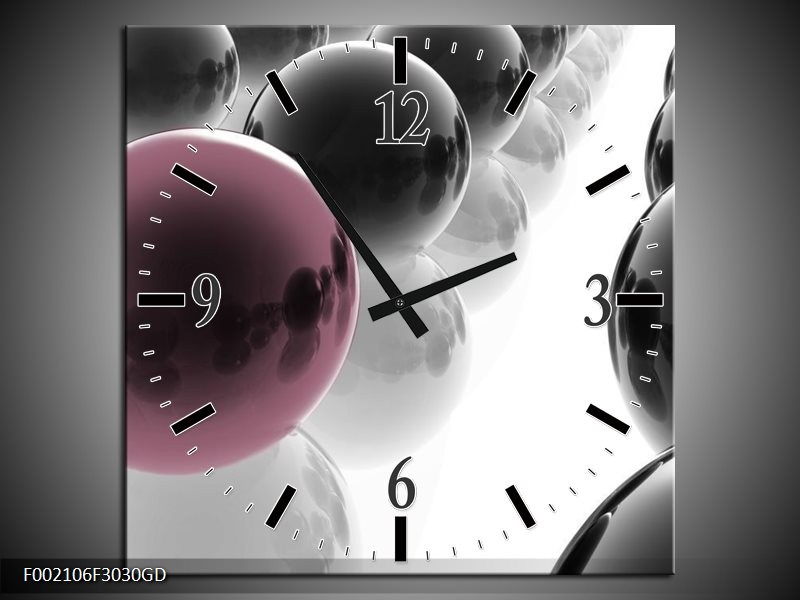 Wandklok op Glas Ballen | Kleur: Zwart, Wit, Bruin | F002106CGD