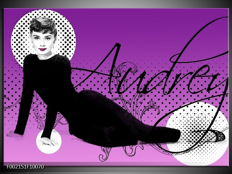 Foto canvas schilderij Audrey | Zwart, Wit, Paars