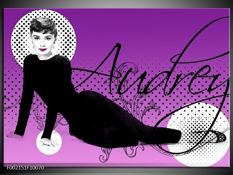 Glas schilderij Audrey | Zwart, Wit, Paars