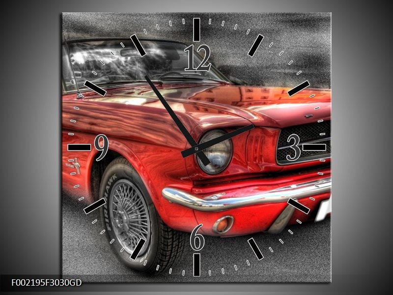 Wandklok op Glas Mustang | Kleur: Zwart, Grijs, Rood | F002195CGD