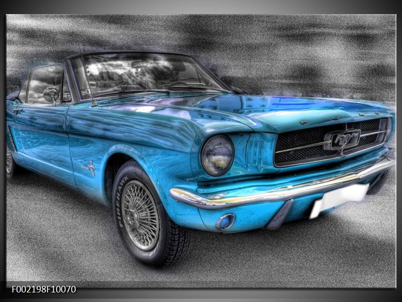 Foto canvas schilderij Mustang | Zwart, Grijs, Blauw