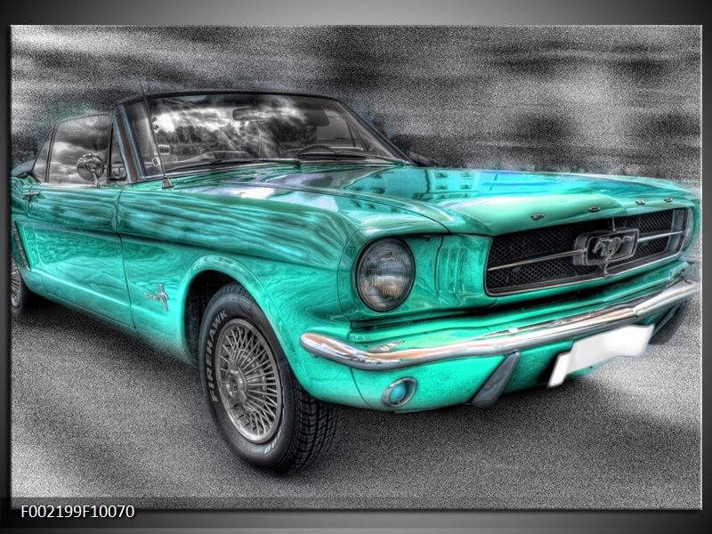 Foto canvas schilderij Mustang | Zwart, Grijs, Blauw