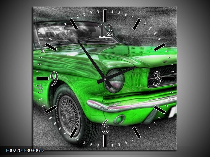 Wandklok op Glas Mustang | Kleur: Zwart, Grijs, Groen | F002201CGD