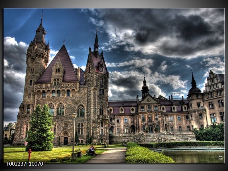 Foto canvas schilderij Kasteel | Grijs, Zwart, Groen