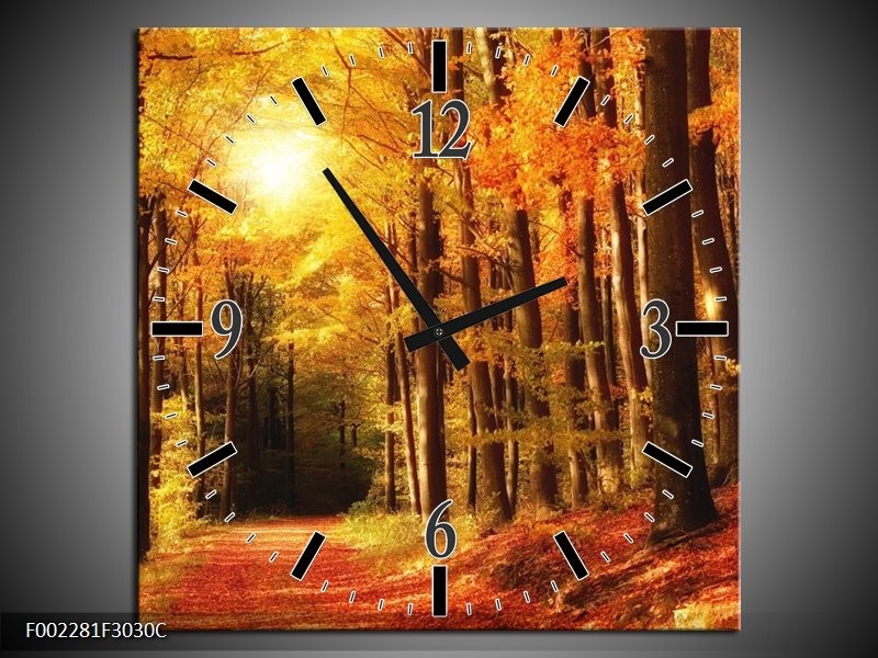 Wandklok op Canvas Herfst | Kleur: Geel, Oranje, Bruin | F002281C