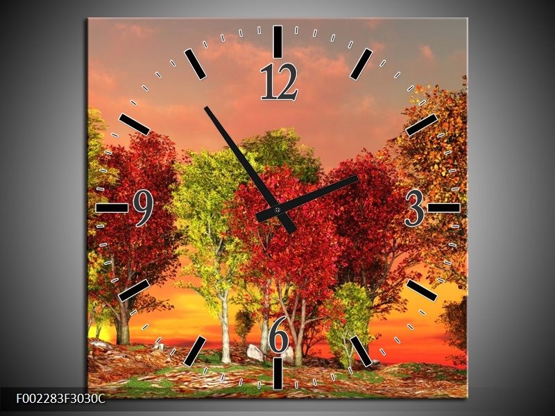 Wandklok op Canvas Herfst | Kleur: Rood, Bruin, Geel | F002283C