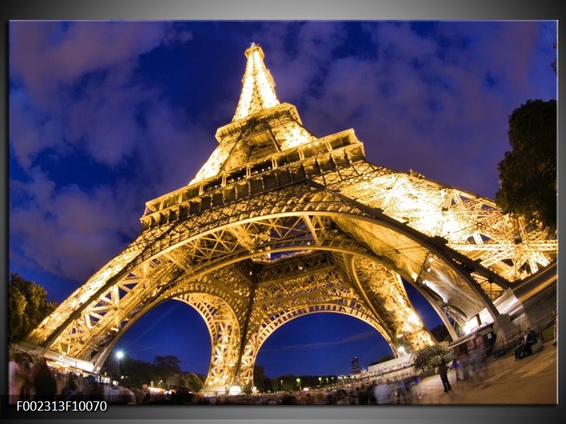 Glas schilderij Eiffeltoren | Blauw, Geel, Wit
