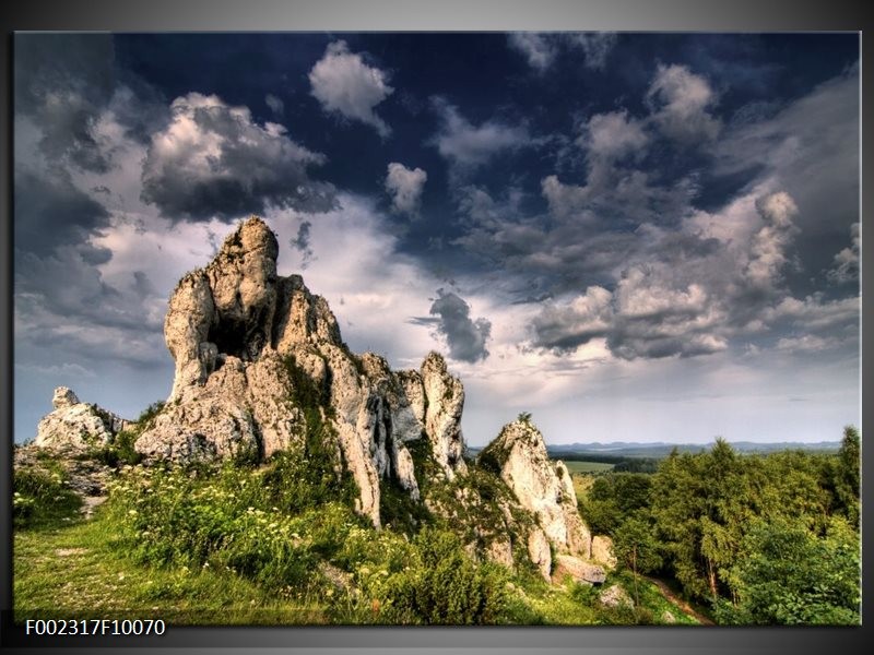 Foto canvas schilderij Berg | Grijs, Groen, Wit