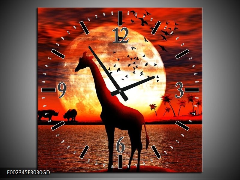 Wandklok op Glas Dieren | Kleur: Rood, Wit, Zwart | F002345CGD