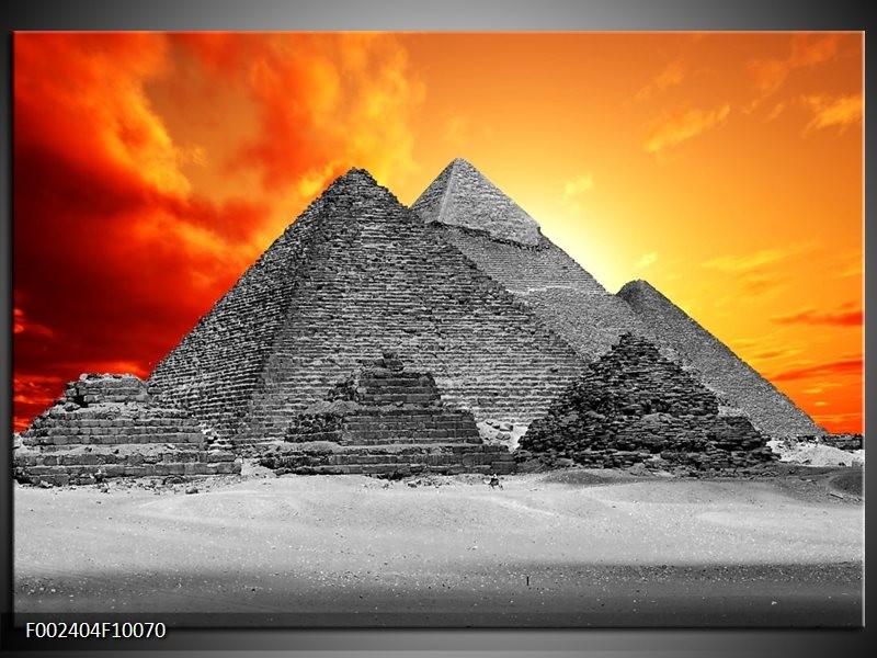 Foto canvas schilderij Piramide | Geel, Grijs, Oranje